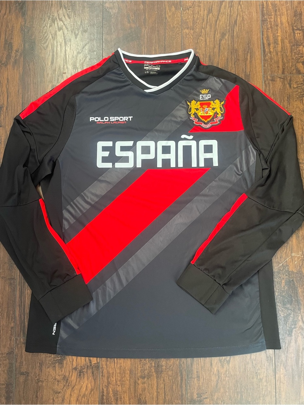Polo by Ralph Lauren Black and Red España Long Sleeve Jersey
